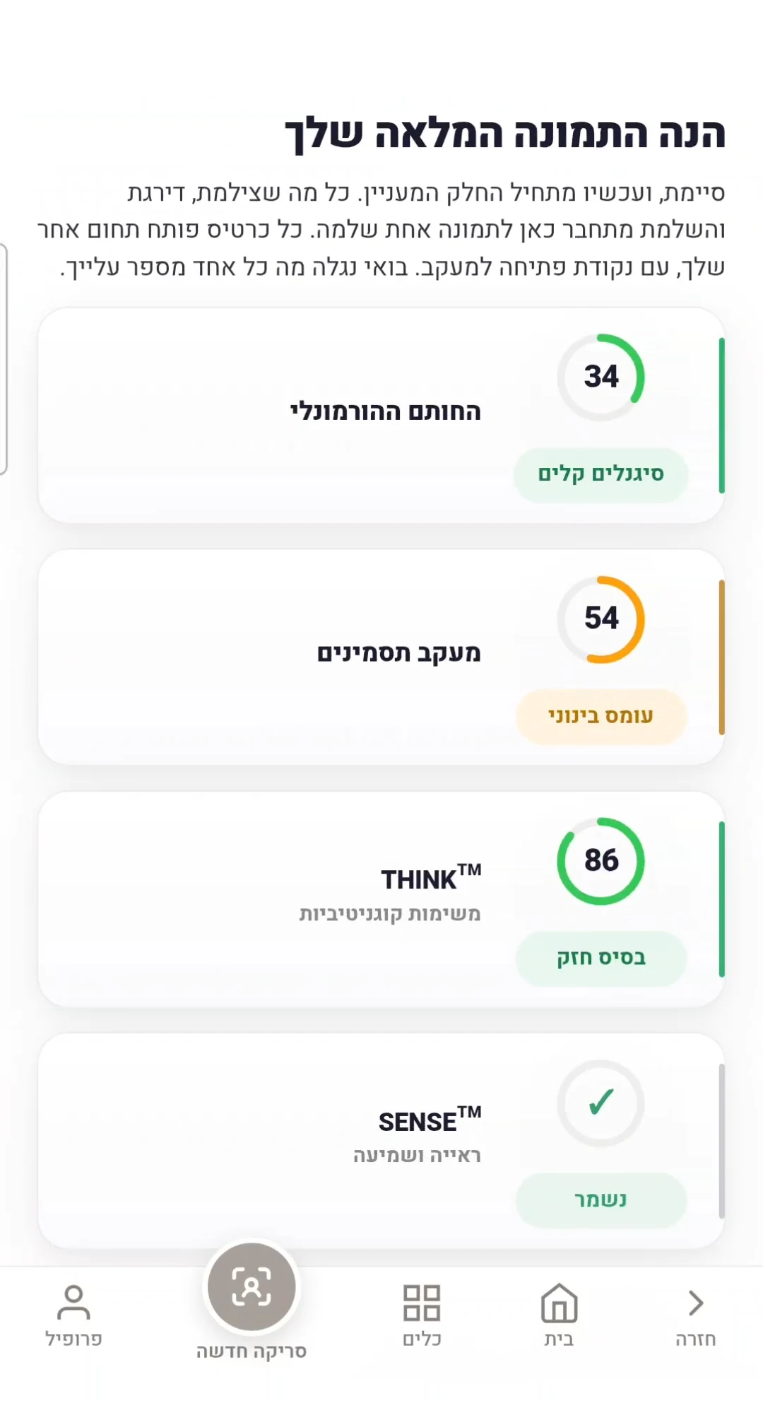 לוח המחוונים האמיתי של אפליקציית MARKABLE, עם ציוני הסימנים